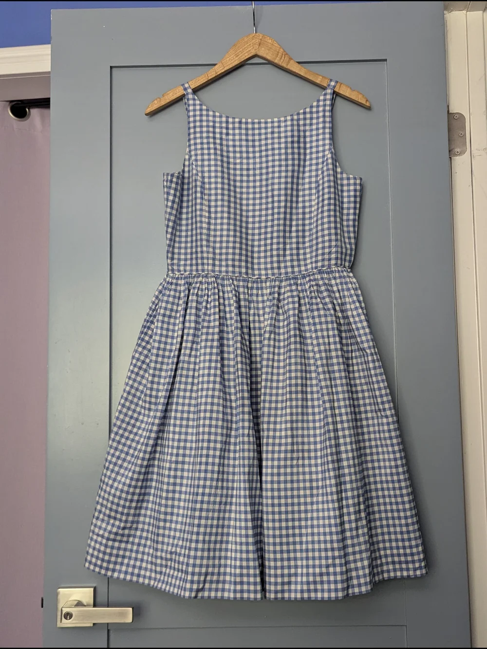 Ralph Lauren Big Girls Gingham Poplin Sundress Blue White Button Back